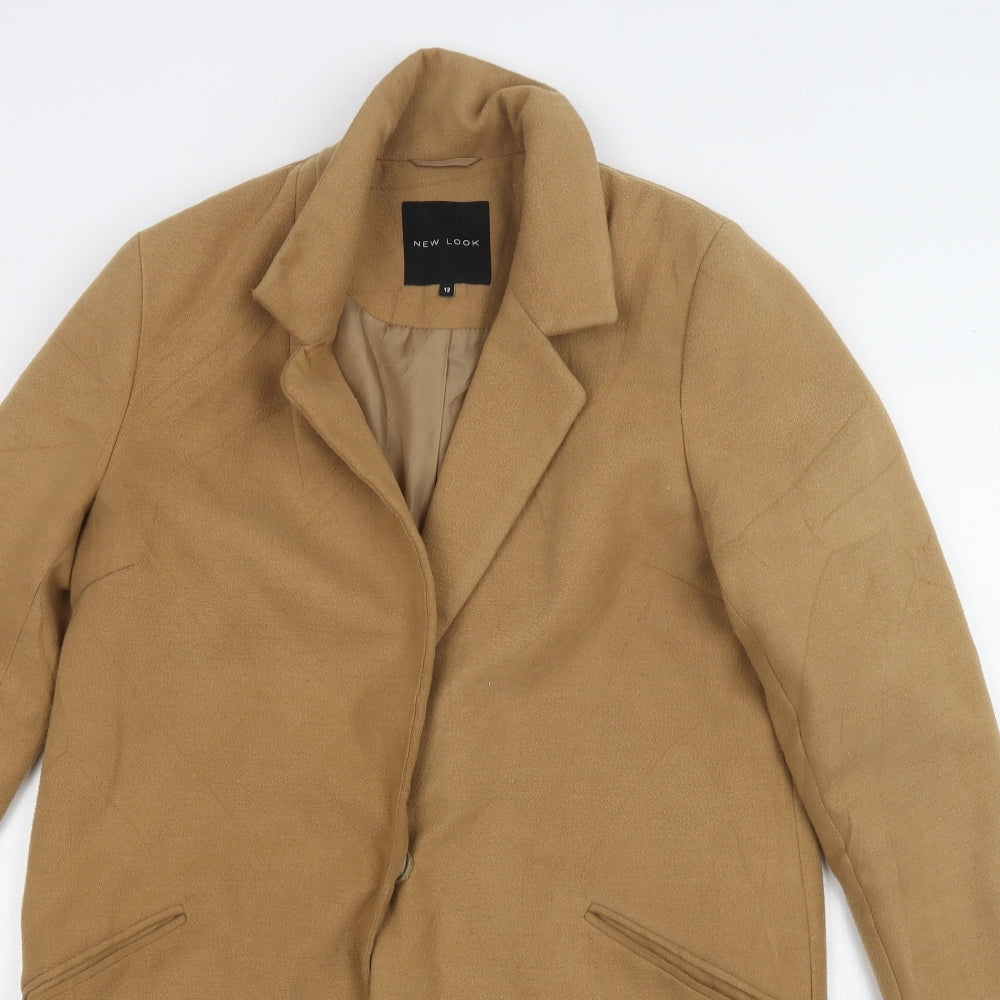 New Look Womens Beige   Overcoat Coat Size 12  Button
