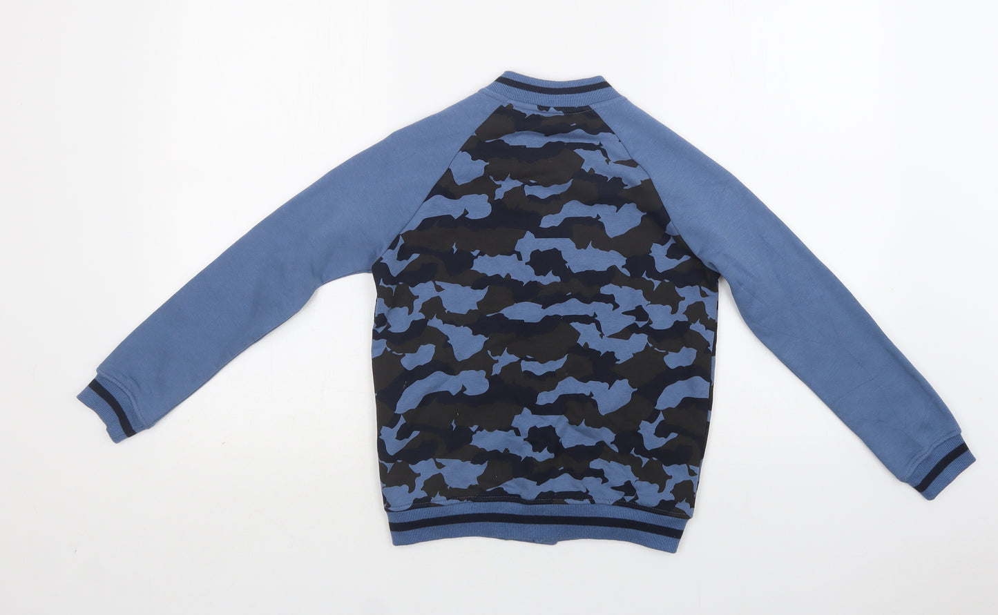 Pepperts Boys Blue Camouflage  Varsity Jacket Jacket Size 8-9 Years  Snap