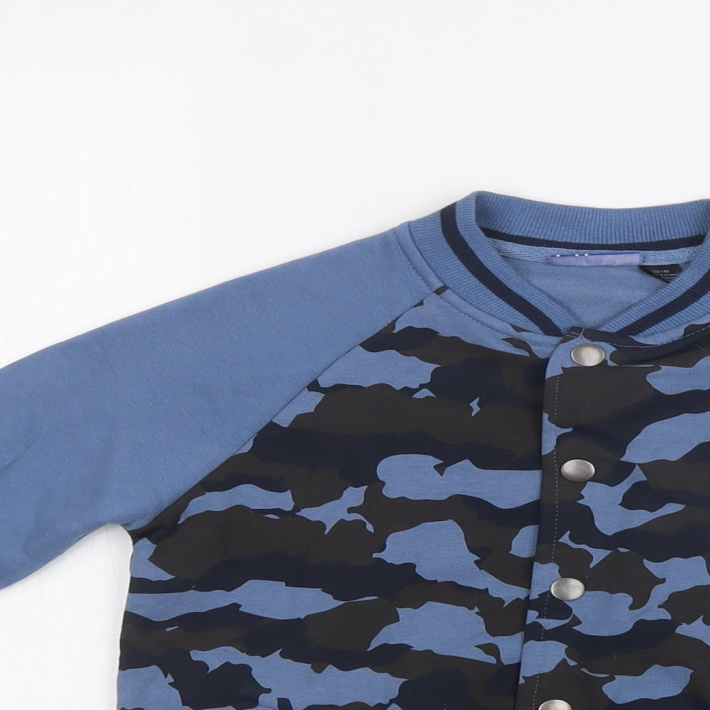 Pepperts Boys Blue Camouflage  Varsity Jacket Jacket Size 8-9 Years  Snap