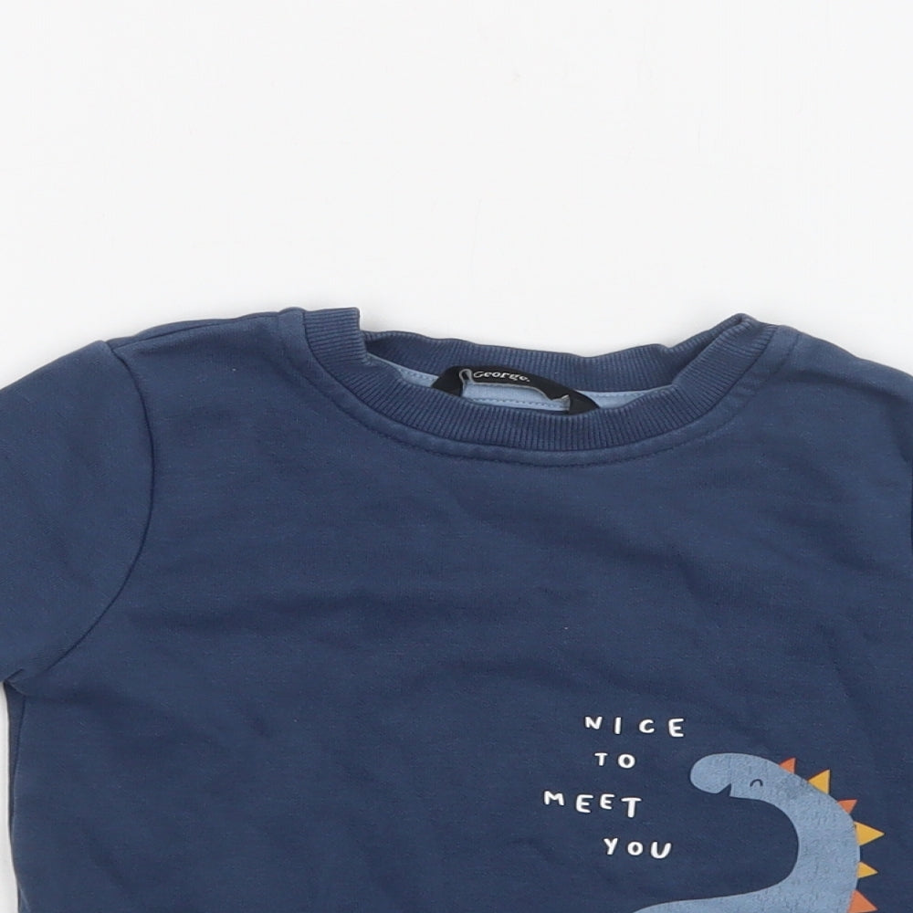 George Baby Blue  Cotton Pullover Jumper Size 12-18 Months   - Dino