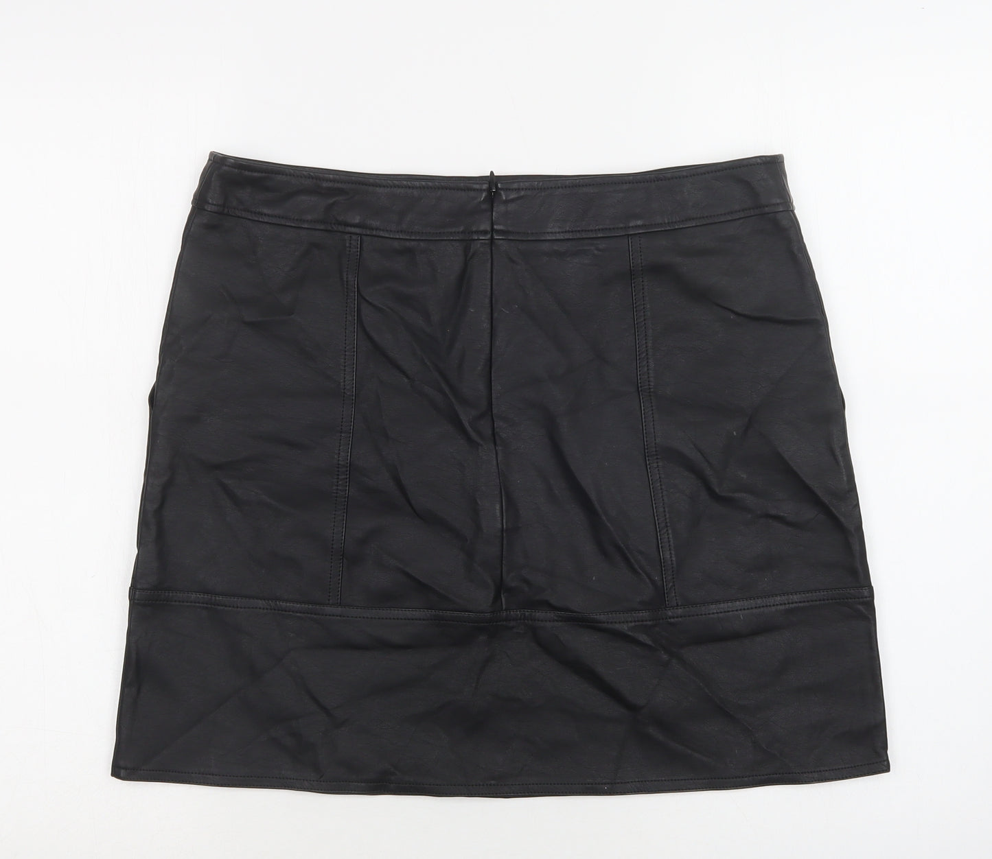 NEXT Womens Black  Polyurethane Mini Skirt Size 14   Zip