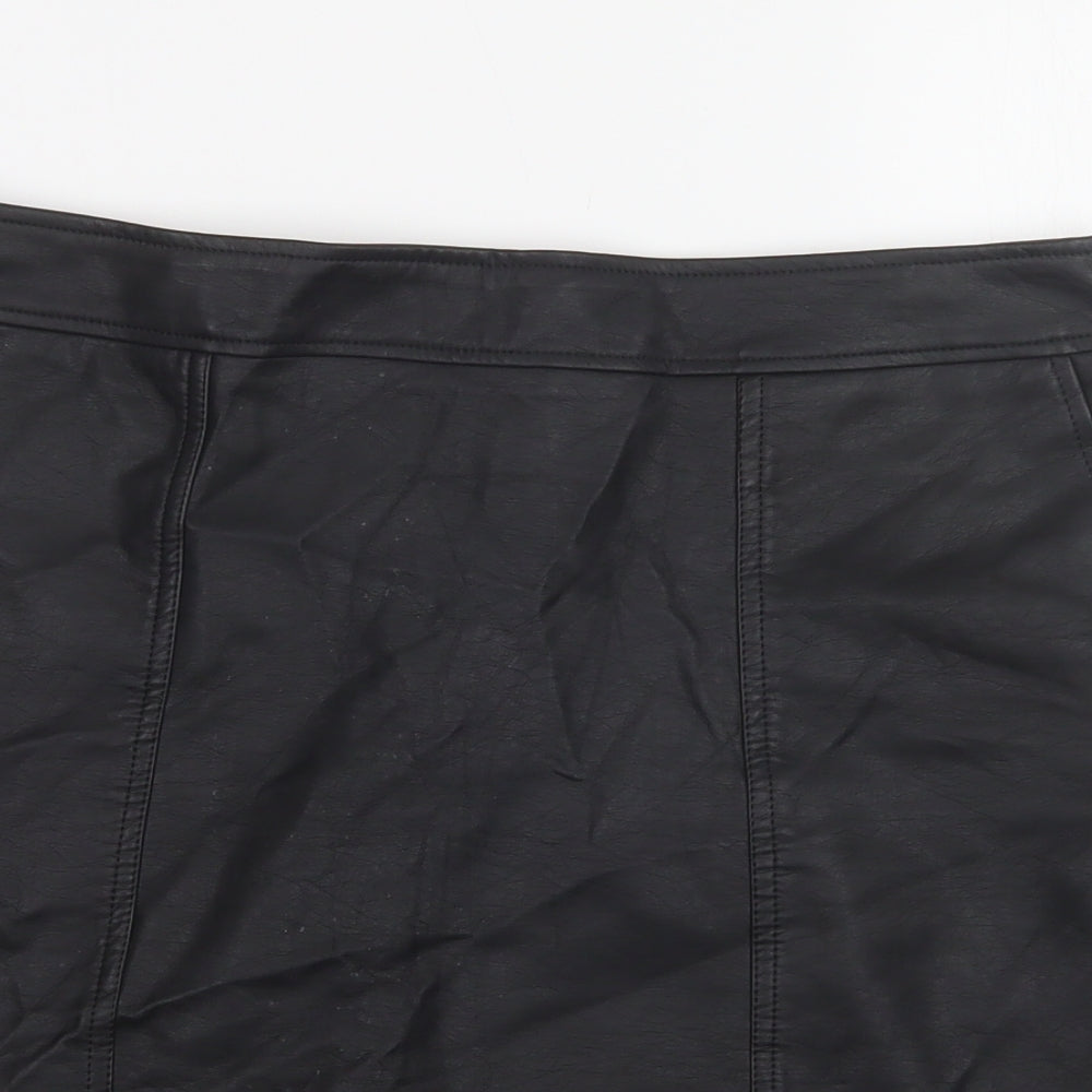NEXT Womens Black  Polyurethane Mini Skirt Size 14   Zip
