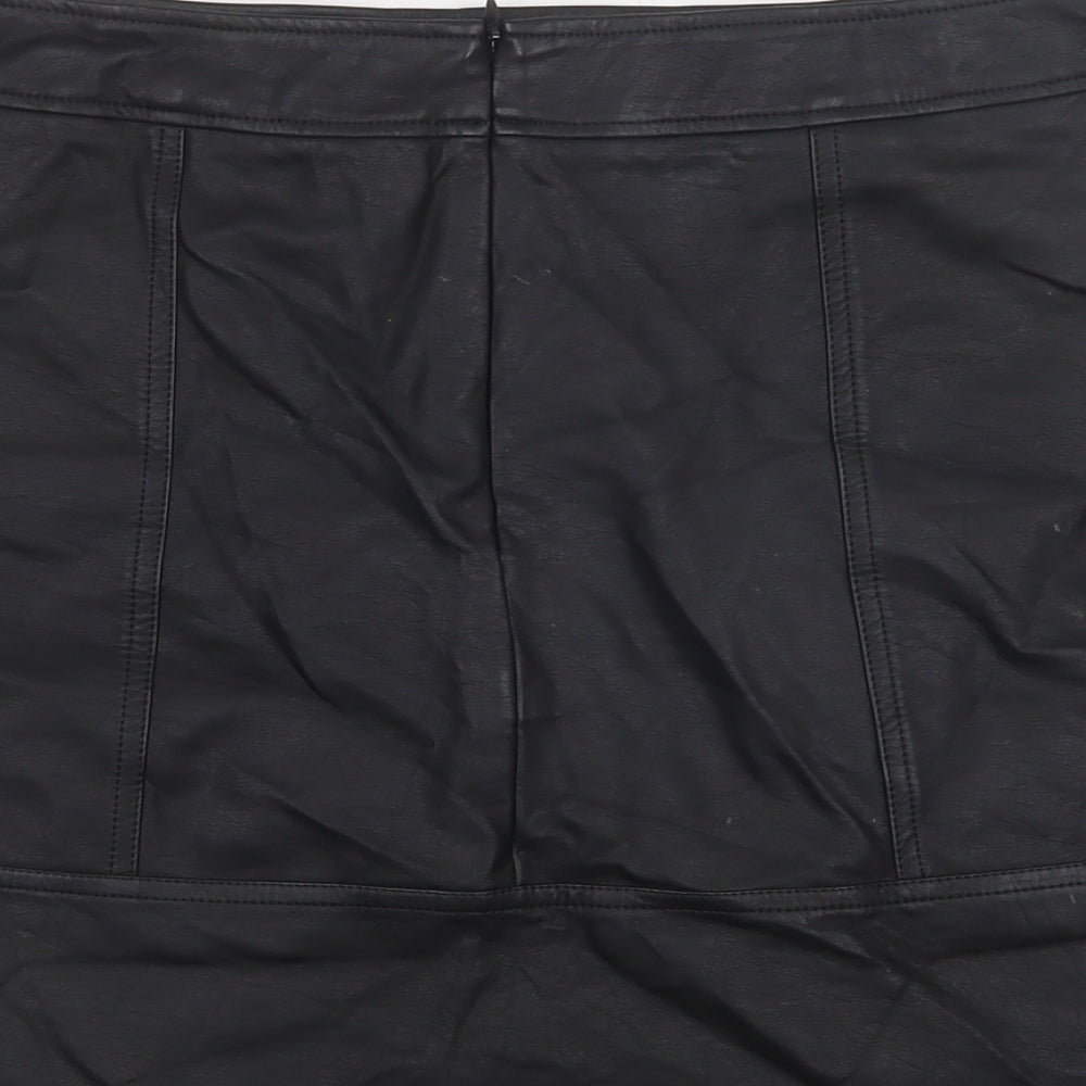 NEXT Womens Black  Polyurethane Mini Skirt Size 14   Zip