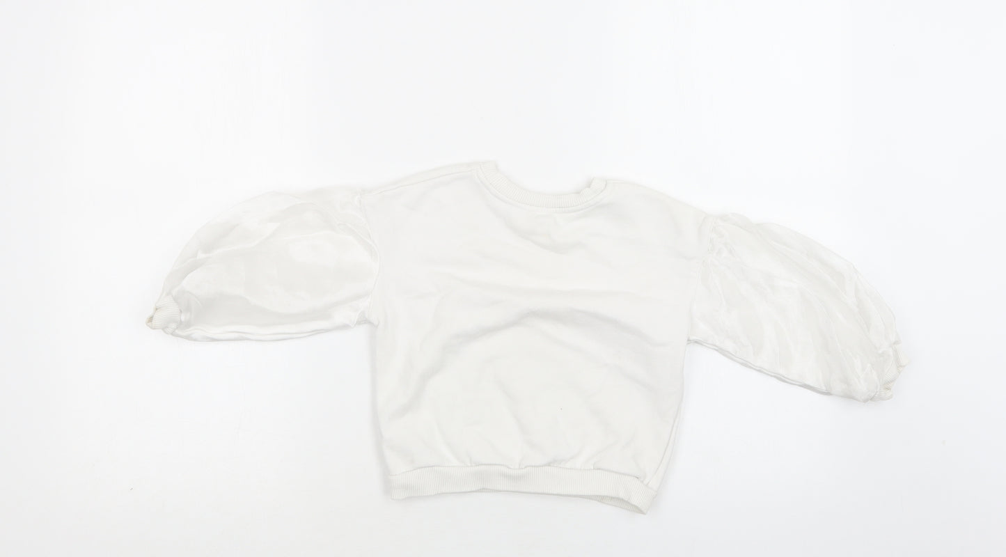 River Island Girls White  Cotton Pullover Sweatshirt Size 2-3 Years   - Heart