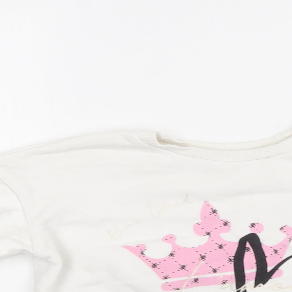 River Island Girls White  Cotton Pullover Sweatshirt Size 2-3 Years   - Heart