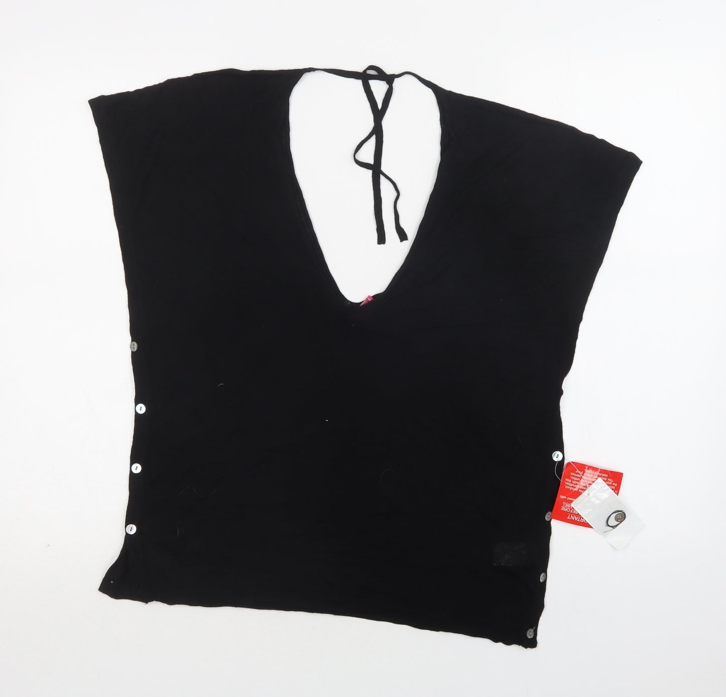 Love Label Womens Black V-Neck  Viscose Pullover Jumper Size 10