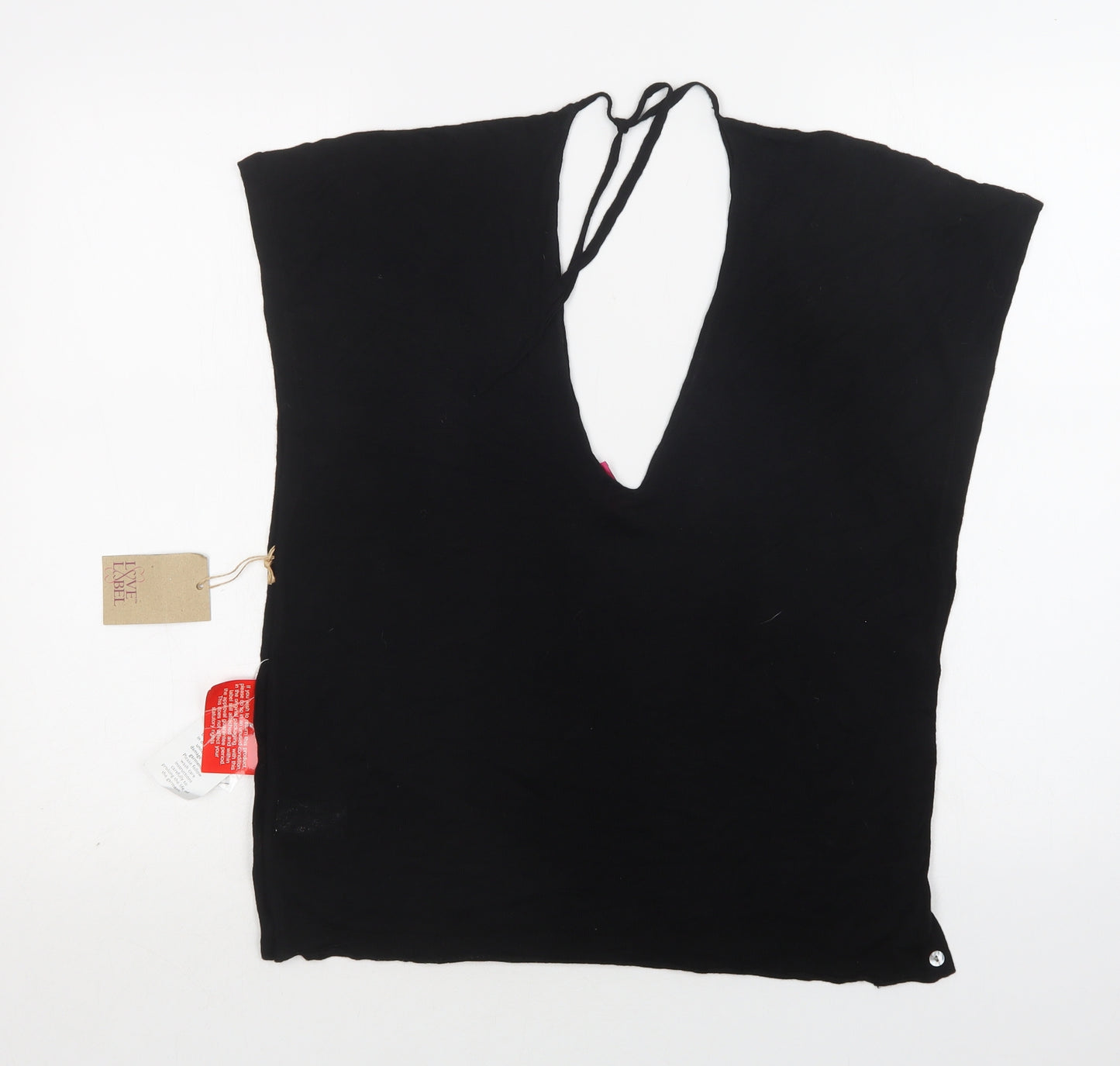 Love Label Womens Black V-Neck  Viscose Pullover Jumper Size 10