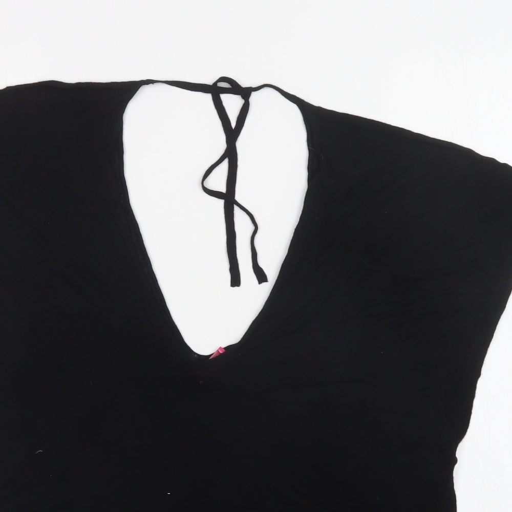Love Label Womens Black V-Neck  Viscose Pullover Jumper Size 10