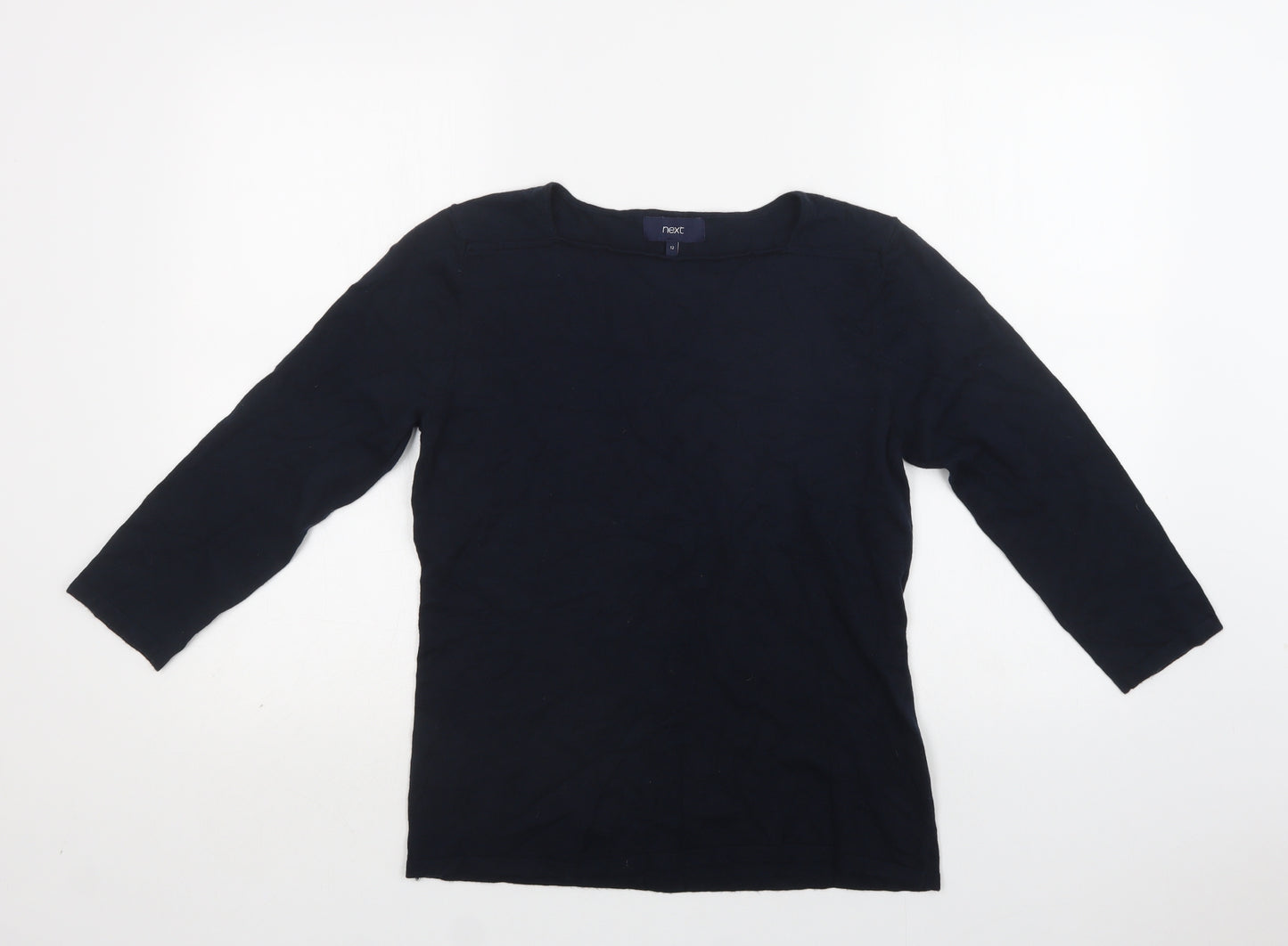 NEXT Womens Blue Square Neck  Cotton Pullover Jumper Size 12