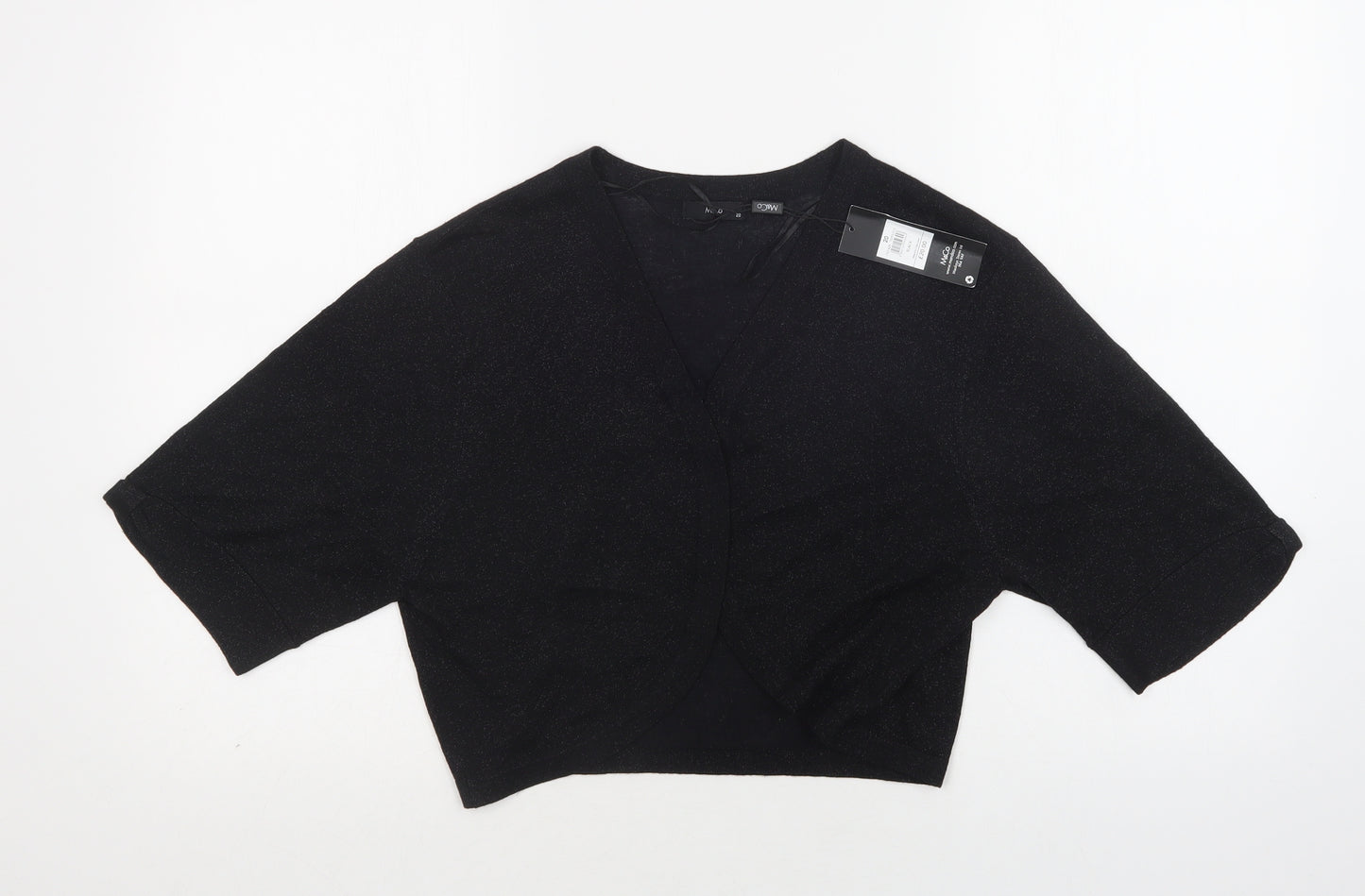 M & Co Womens Black V-Neck  Viscose Shrug Jumper Size 20