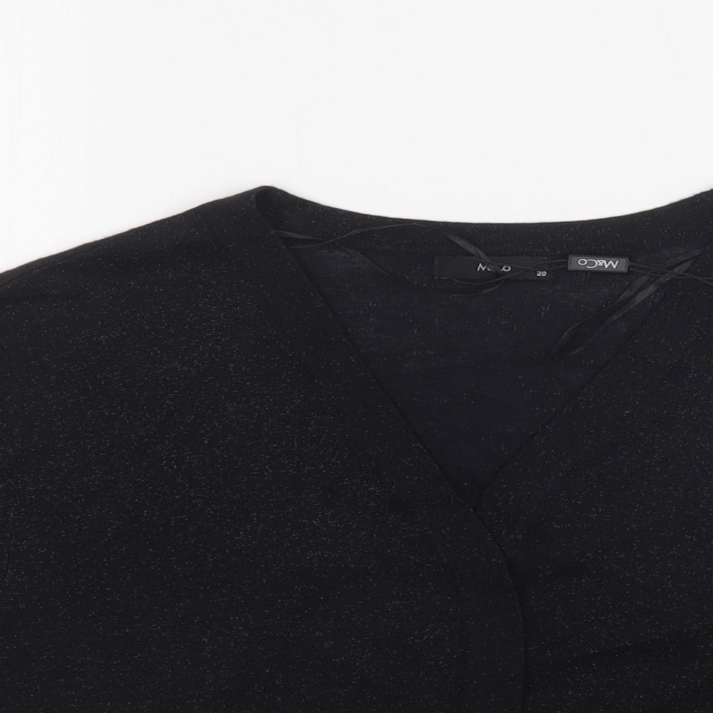 M & Co Womens Black V-Neck  Viscose Shrug Jumper Size 20