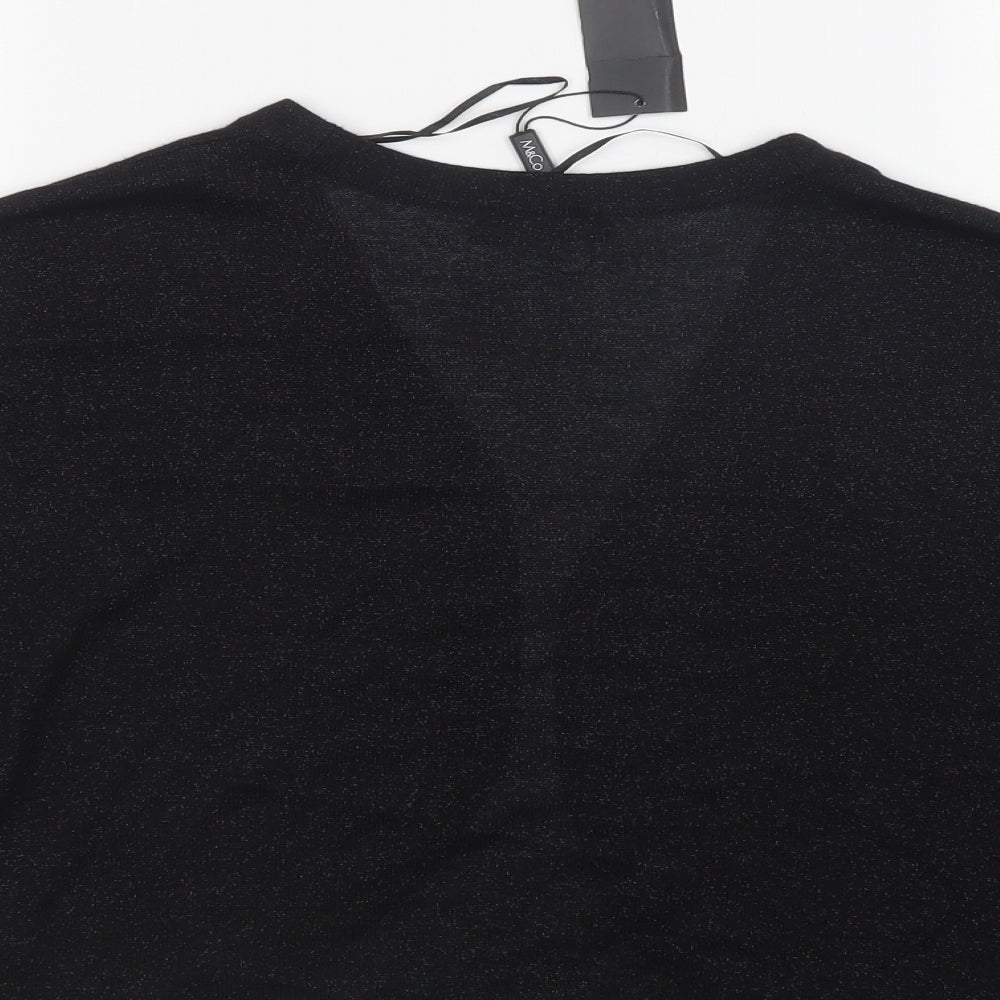 M & Co Womens Black V-Neck  Viscose Shrug Jumper Size 20
