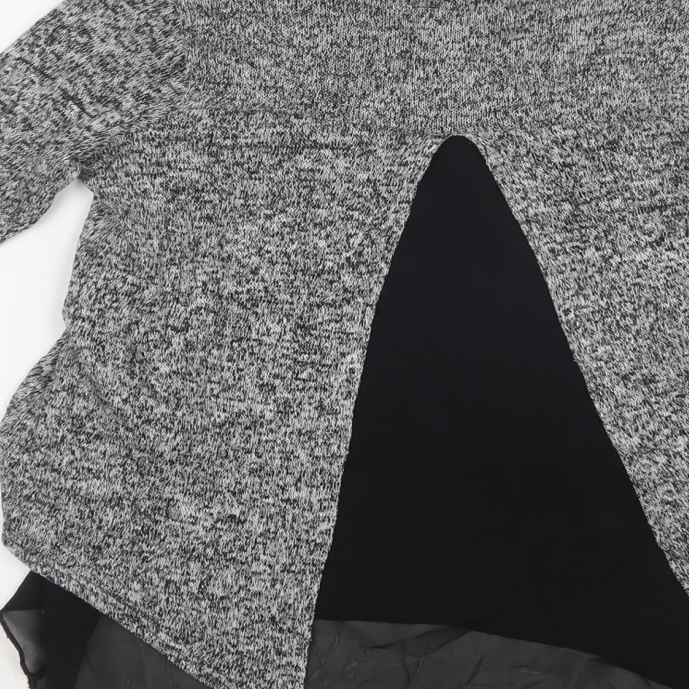 New Look Womens Grey Round Neck  Polyester Pullover Jumper Size S