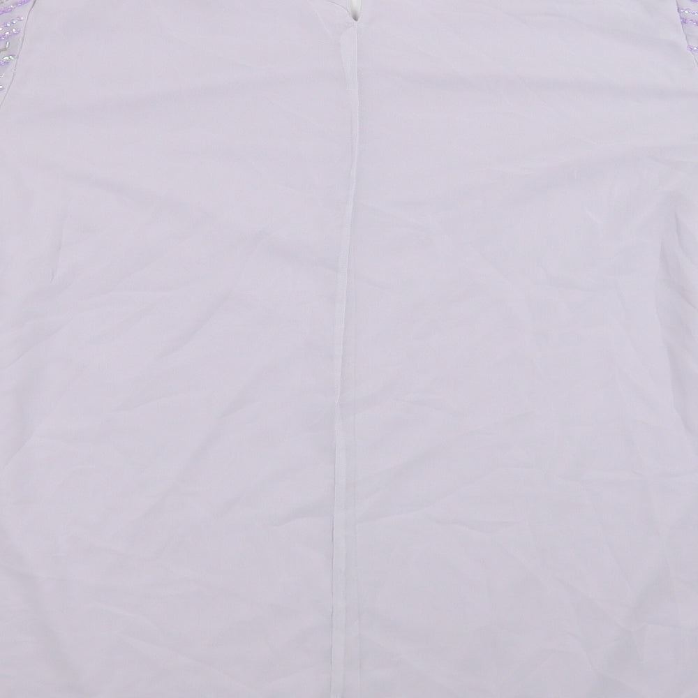 Love Yours Luxe Womens Purple  Polyester Basic Blouse Size 24 Round Neck
