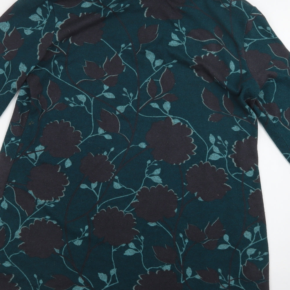 Lily & Me Womens Green Floral Polyester Kaftan  Size 14  Roll Neck