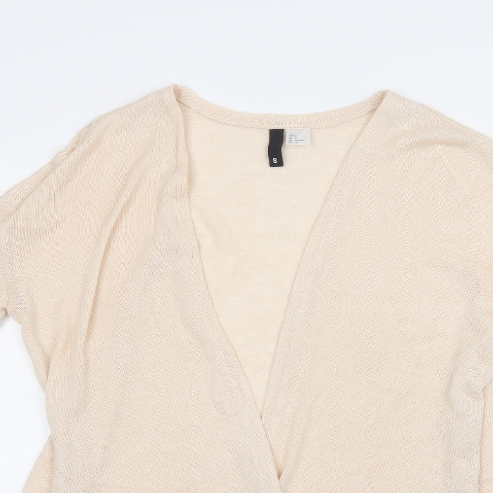 H&M Womens Beige V-Neck  Viscose Cardigan Jumper Size S