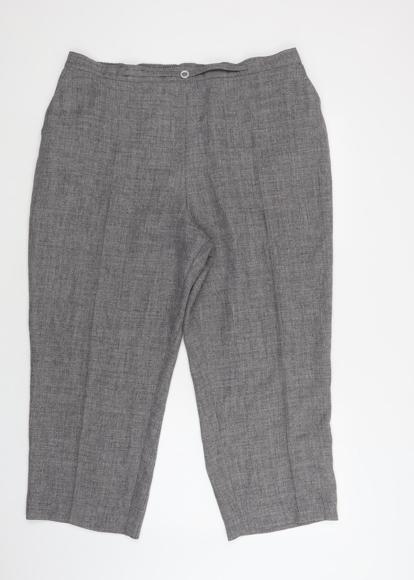 M&S Womens Grey  Polyester Dress Pants Trousers Size 22 L28 in Regular