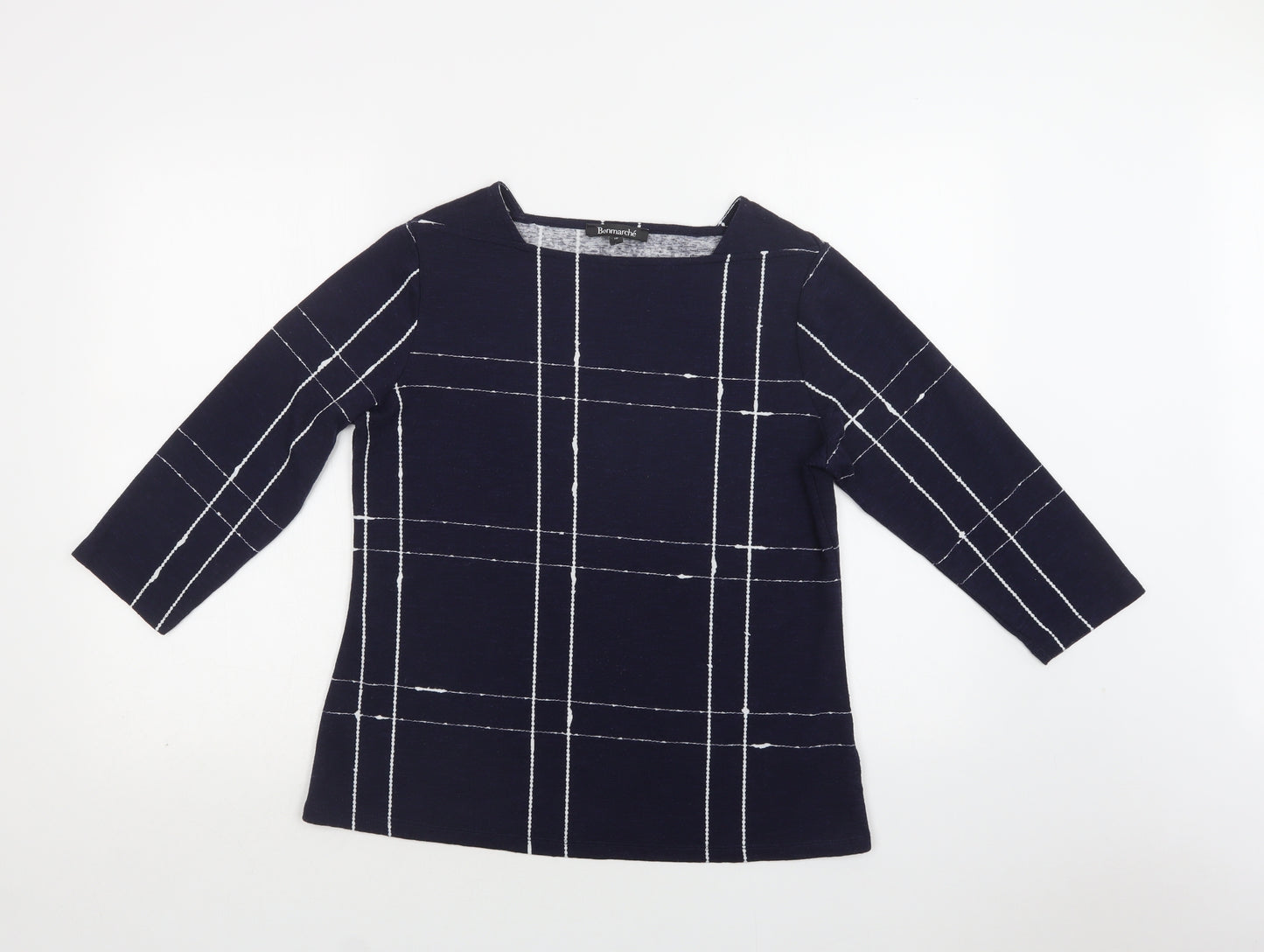 Bonmarché Womens Blue Square Neck  Polyester Pullover Jumper Size 10