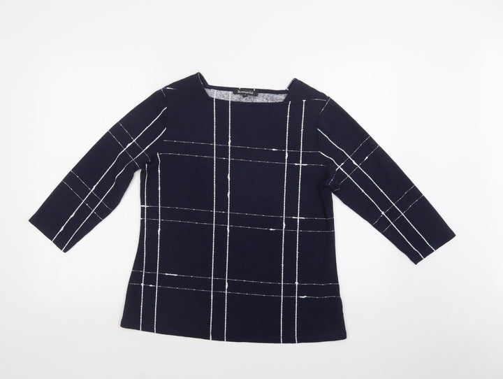 Bonmarché Womens Blue Square Neck  Polyester Pullover Jumper Size 10
