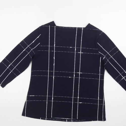 Bonmarché Womens Blue Square Neck  Polyester Pullover Jumper Size 10