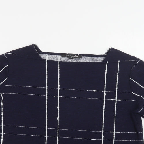 Bonmarché Womens Blue Square Neck  Polyester Pullover Jumper Size 10