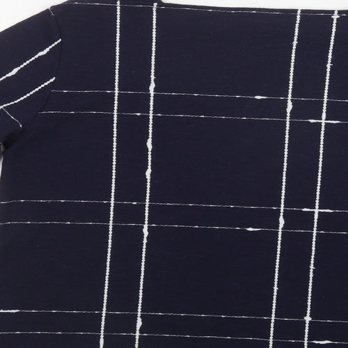 Bonmarché Womens Blue Square Neck  Polyester Pullover Jumper Size 10