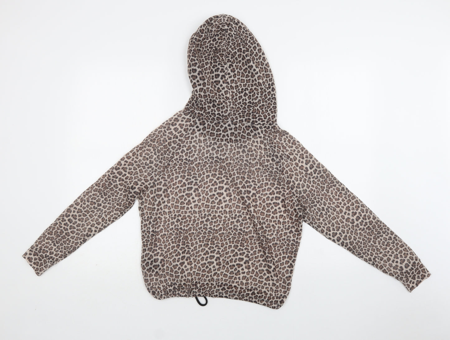 H&M Womens Brown Animal Print Polyester Pullover Hoodie Size S