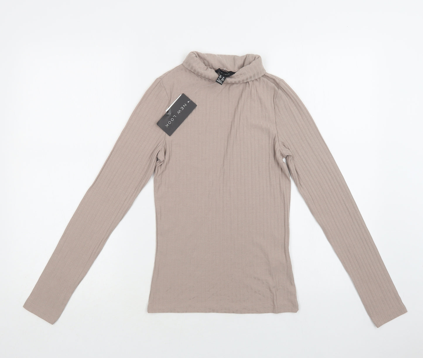 New Look Womens Beige  Polyester Basic Blouse Size 10 Roll Neck