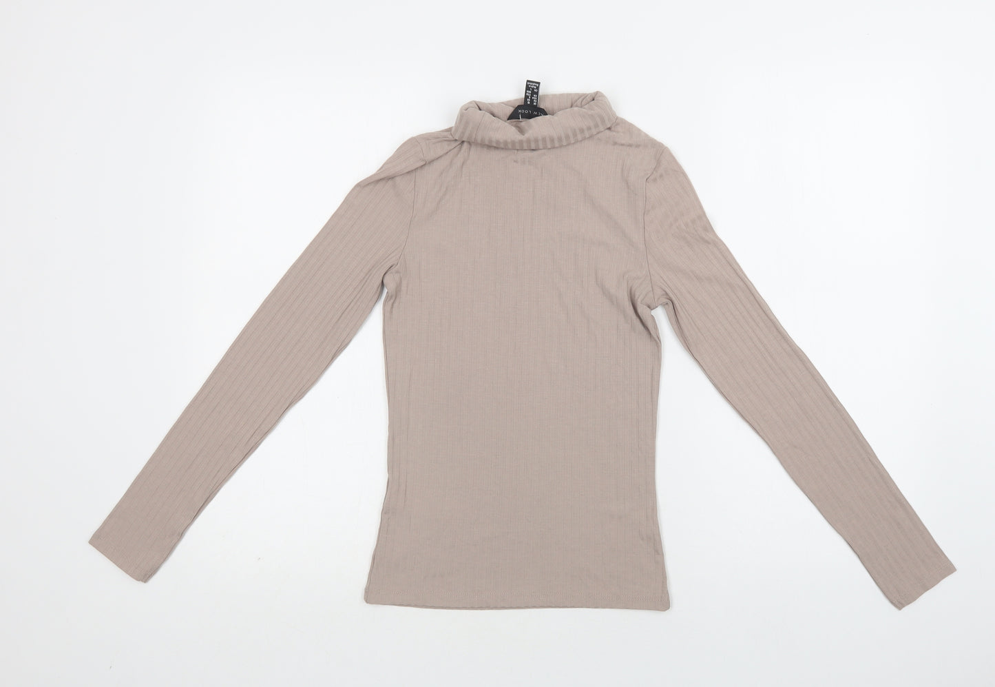 New Look Womens Beige  Polyester Basic Blouse Size 10 Roll Neck