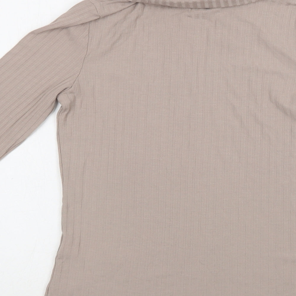 New Look Womens Beige  Polyester Basic Blouse Size 10 Roll Neck