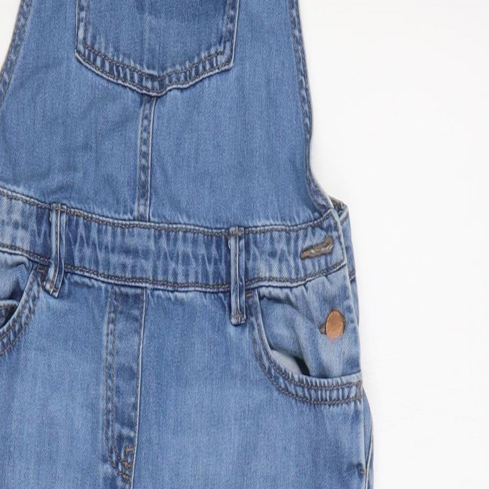 NEXT Girls Blue  Cotton Dungarees Trousers Size 14 Years  Regular Button