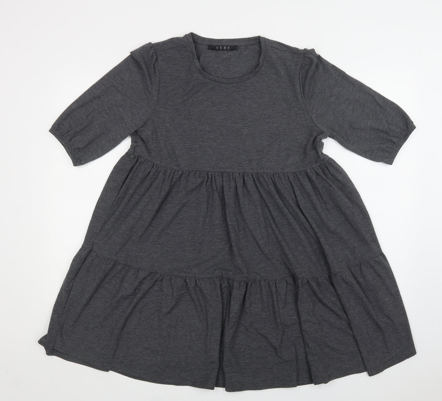 Very Womens Grey  Polyester A-Line  Size 12  Crew Neck  - Tiered