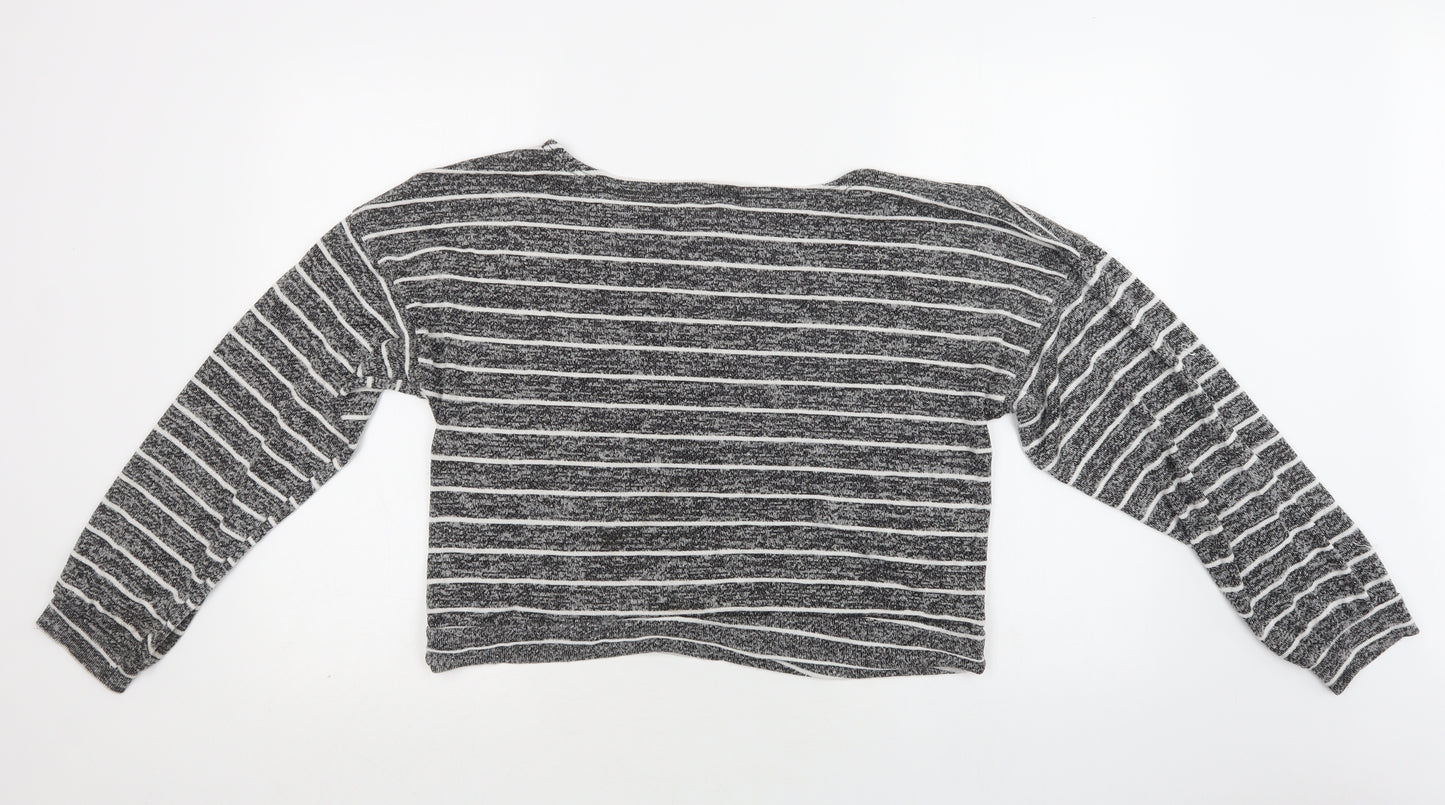 Boohoo Womens Grey Striped Viscose Top Lounge Set Size 12