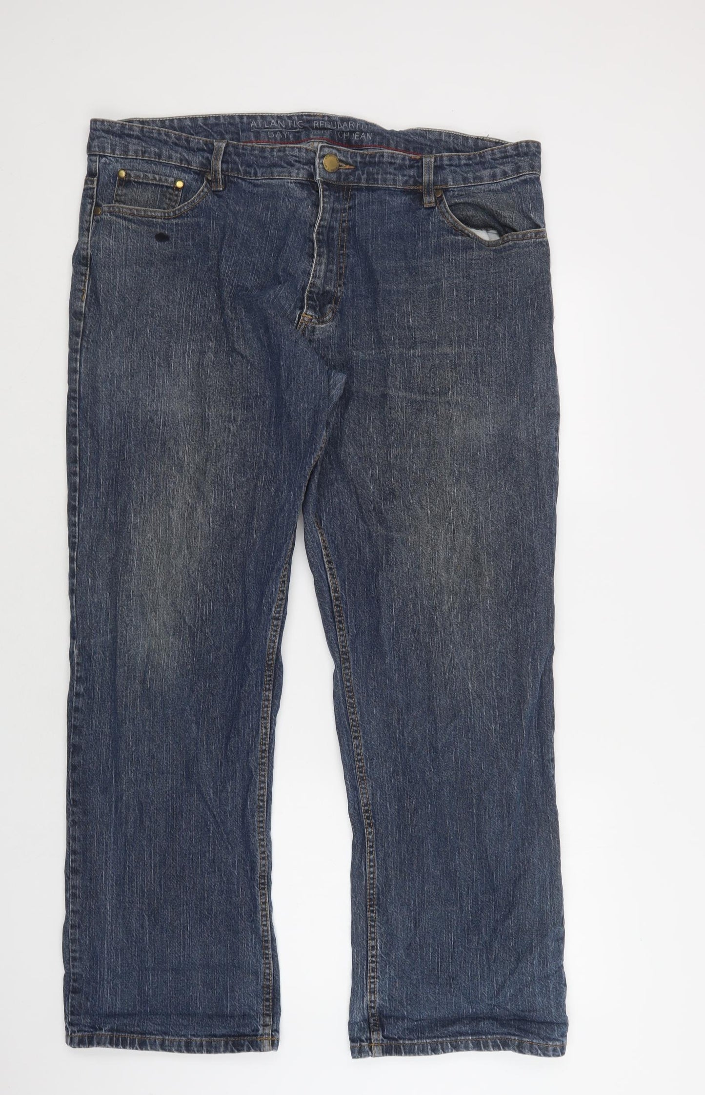 BHS Mens Blue  Cotton Straight Jeans Size 40 L32 in Regular Button