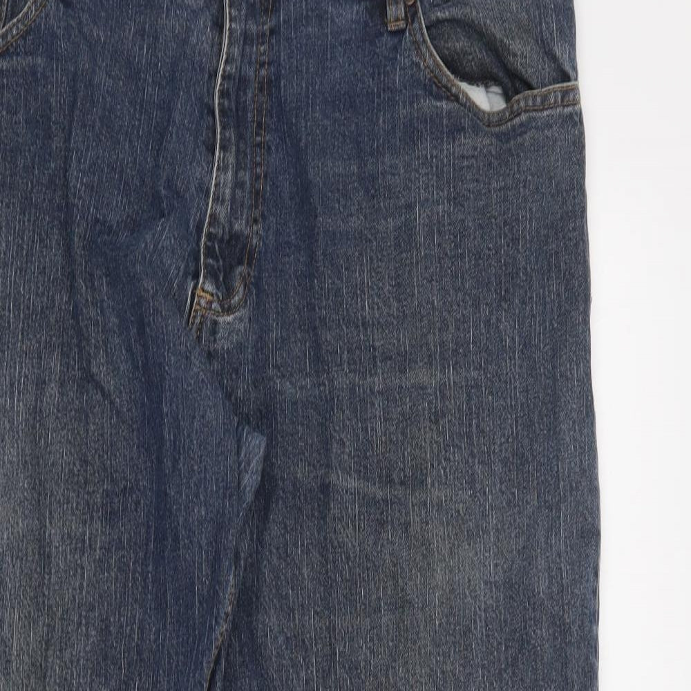 BHS Mens Blue  Cotton Straight Jeans Size 40 L32 in Regular Button