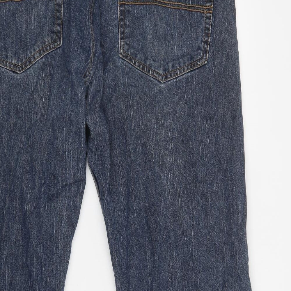 BHS Mens Blue  Cotton Straight Jeans Size 40 L32 in Regular Button