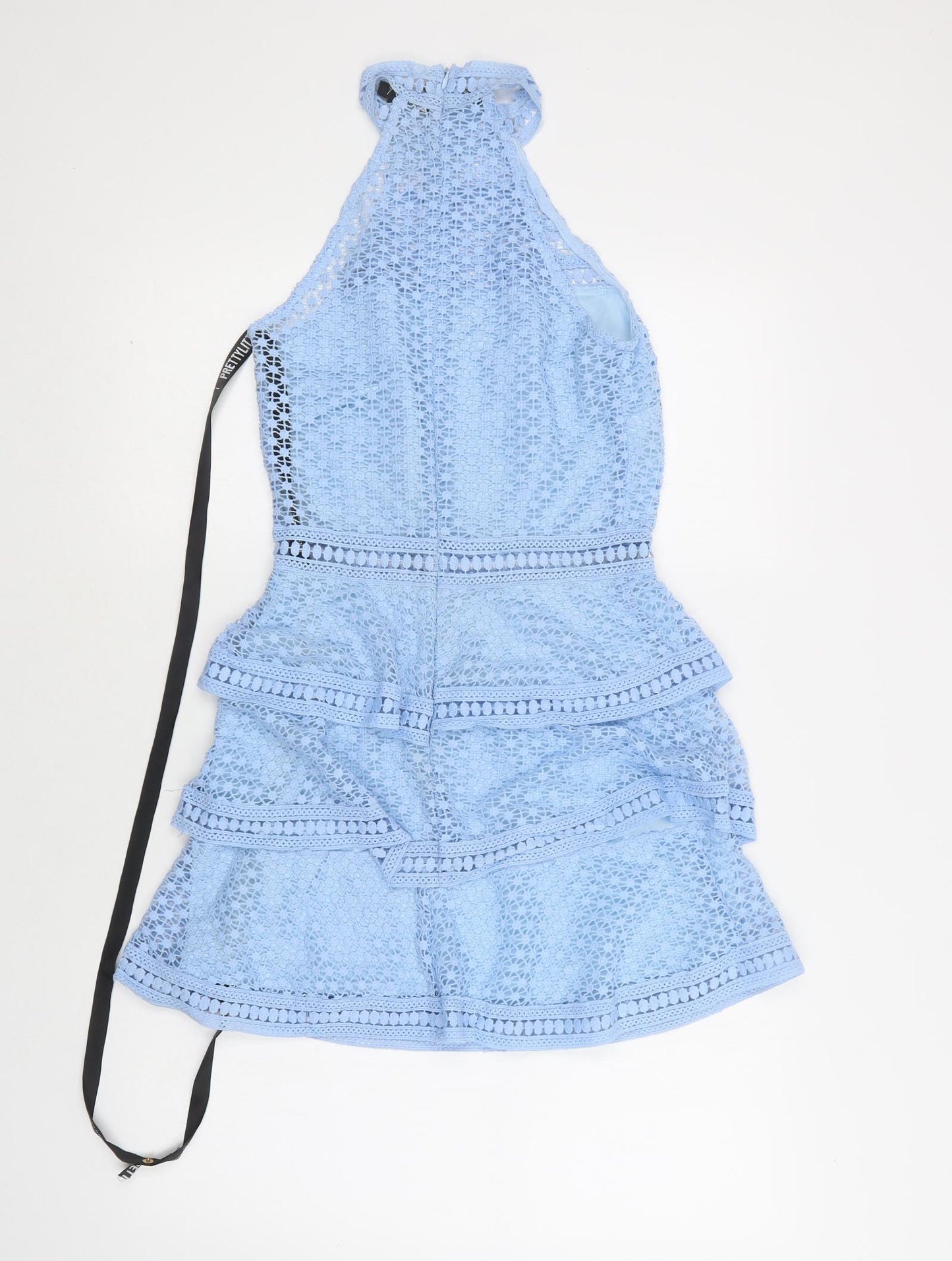 PRETTYLITTLETHING Womens Blue  Polyester A-Line  Size 8  Halter Zip