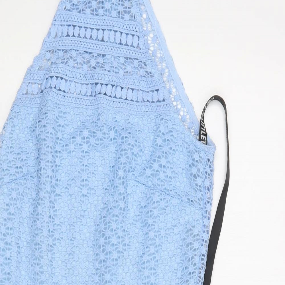 PRETTYLITTLETHING Womens Blue  Polyester A-Line  Size 8  Halter Zip
