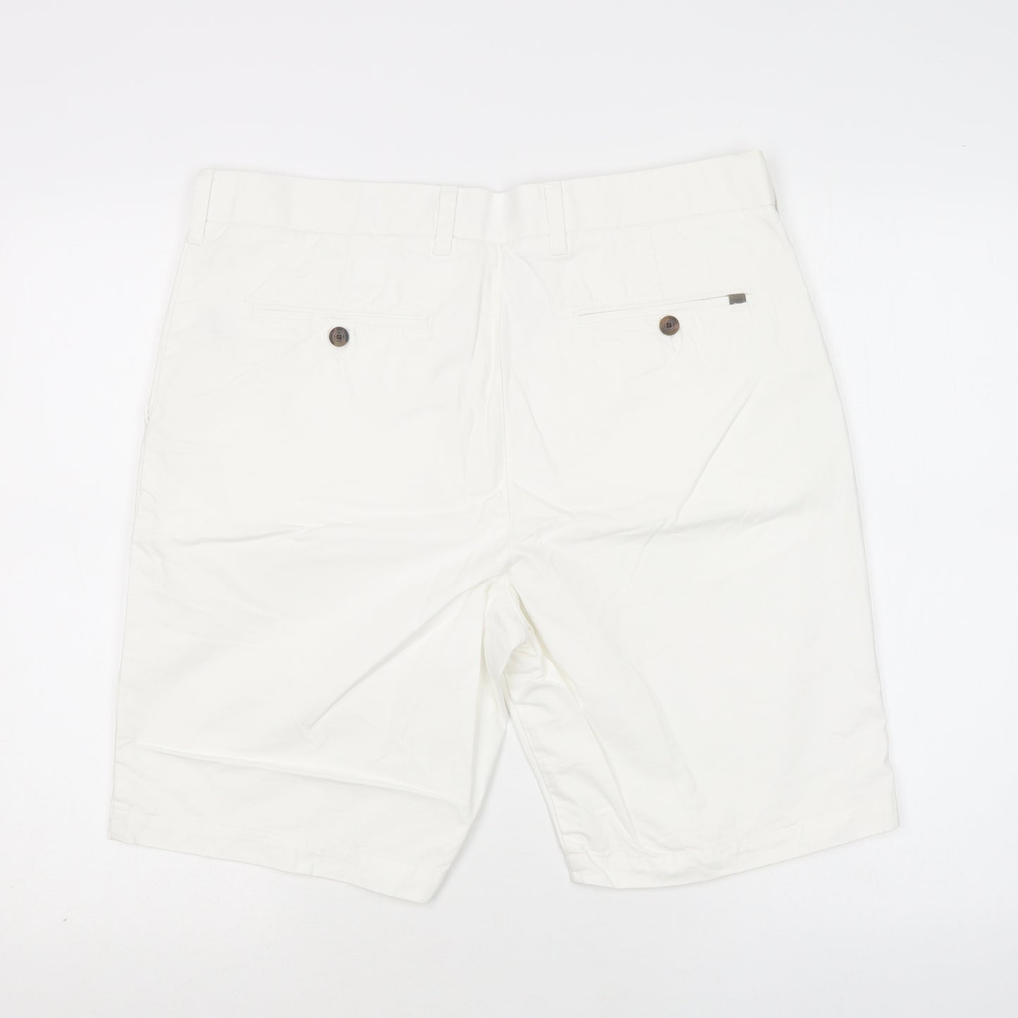 M&S Mens White  Cotton Chino Shorts Size 36 L11 in Regular Button