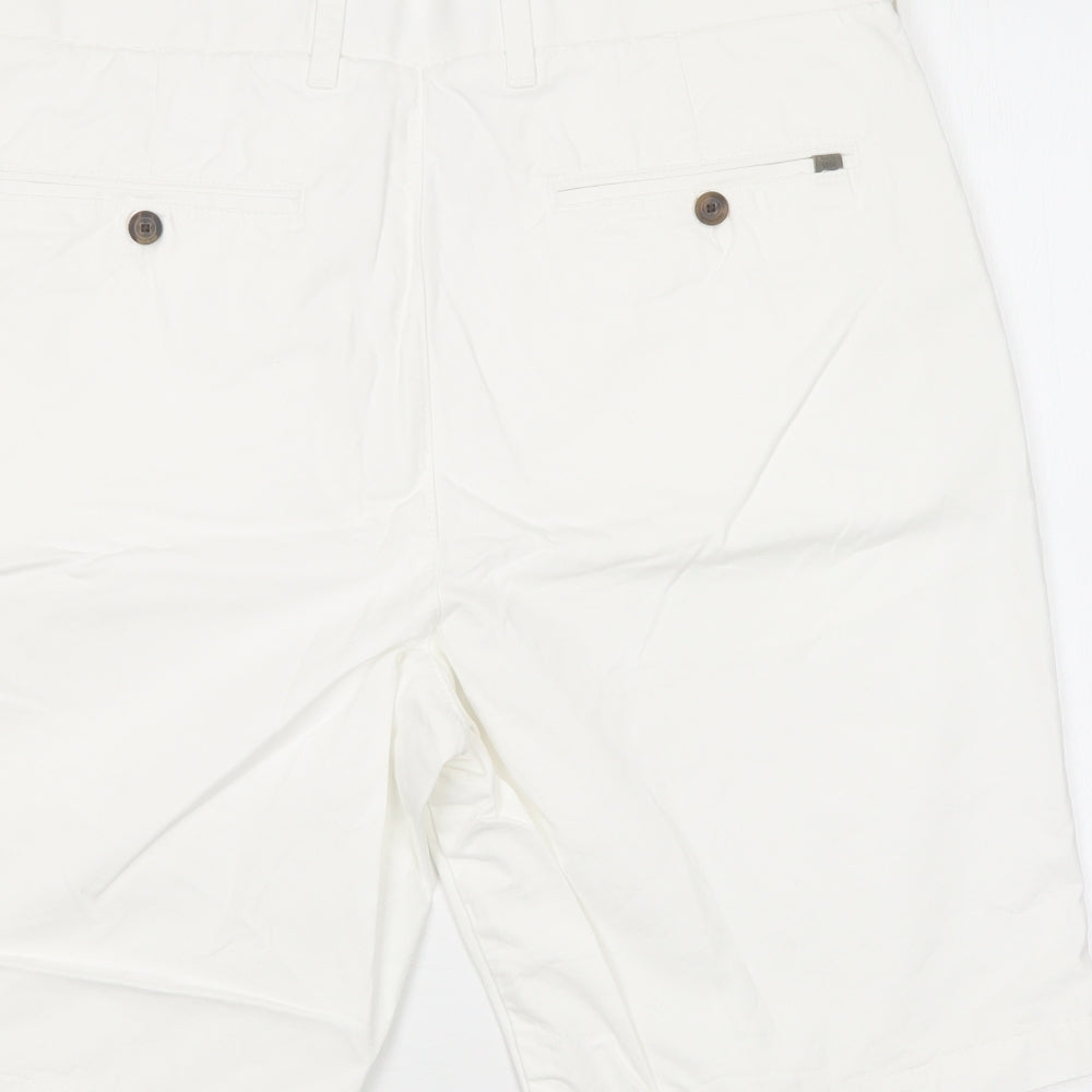 M&S Mens White  Cotton Chino Shorts Size 36 L11 in Regular Button