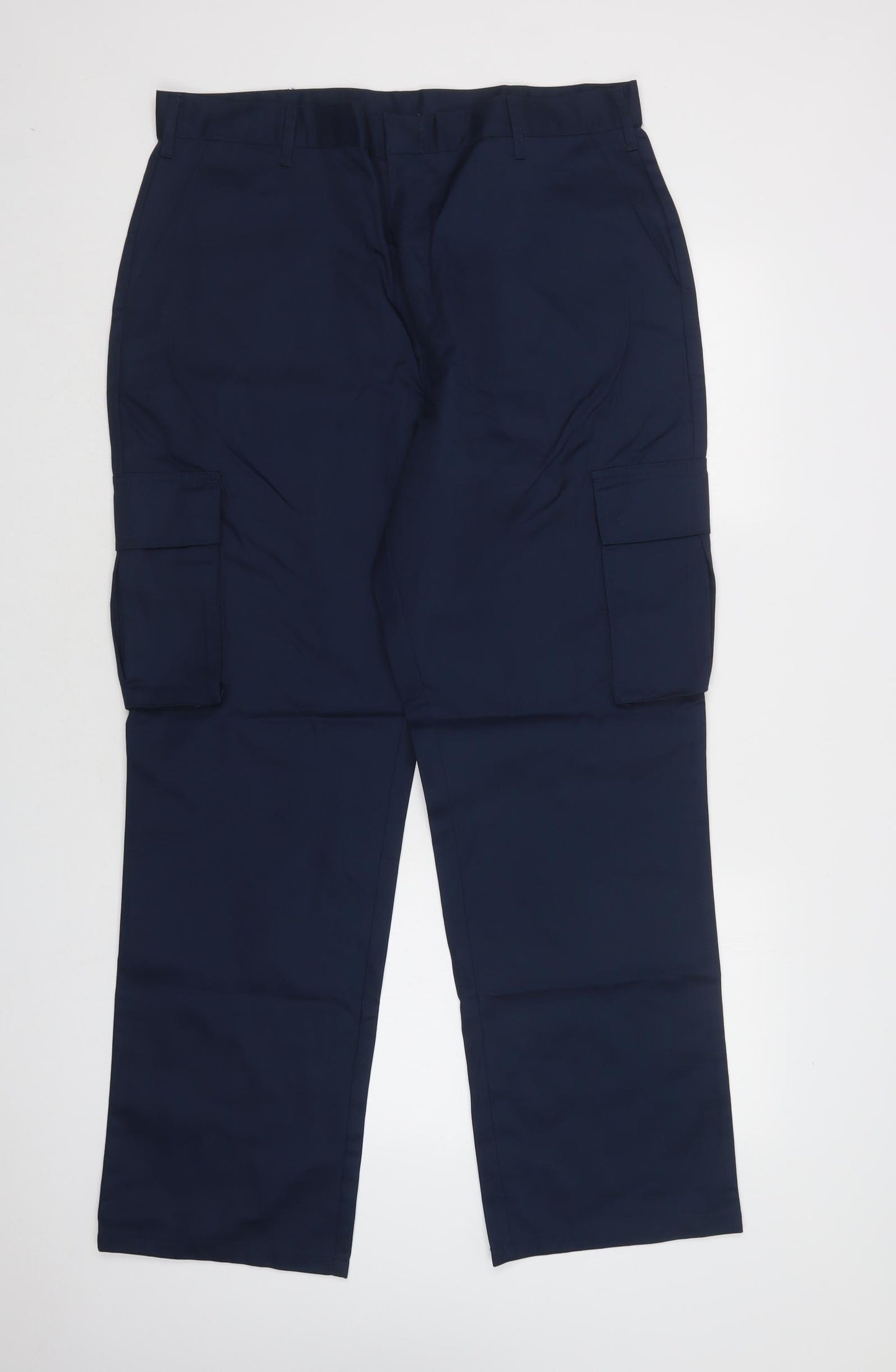 Alexandra Mens Blue  Polyester Cargo Trousers Size 36 L32 in Regular Button