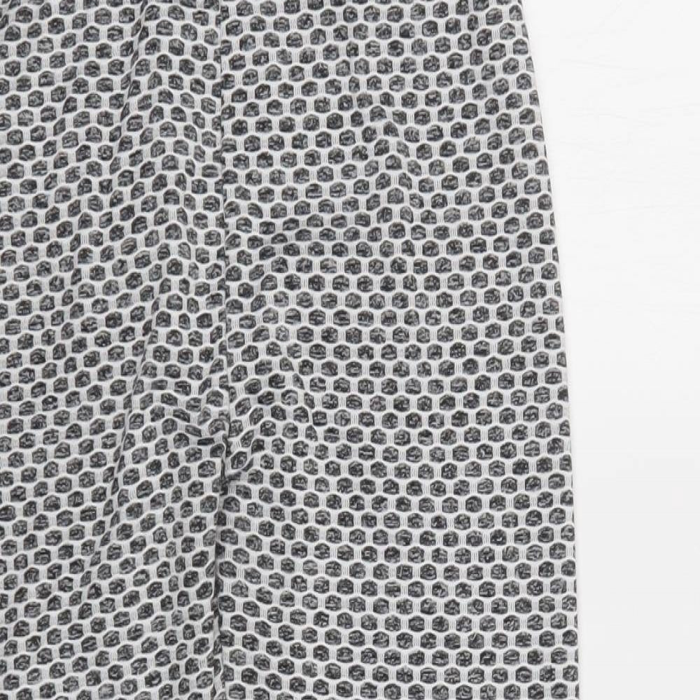 Preworn Womens Grey Geometric Polyester Compression Leggings Size L L27 in Regular
