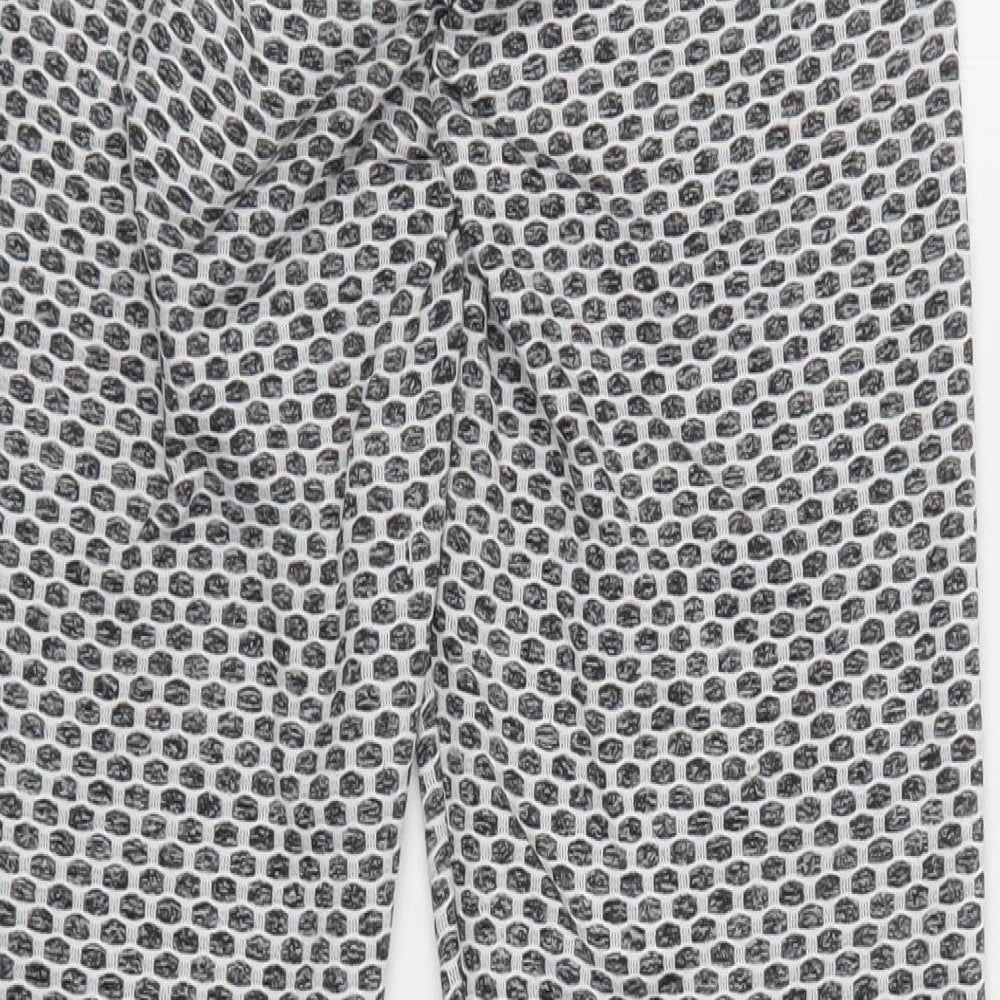 Preworn Womens Grey Geometric Polyester Compression Leggings Size L L27 in Regular