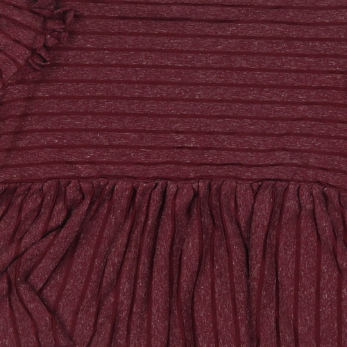 George Womens Purple Striped Polyester Basic Blouse Size 12 Crew Neck