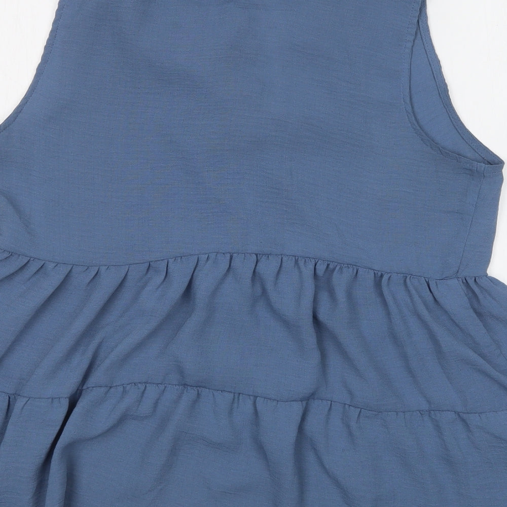 George Womens Blue  Polyester Basic Blouse Size 12 V-Neck