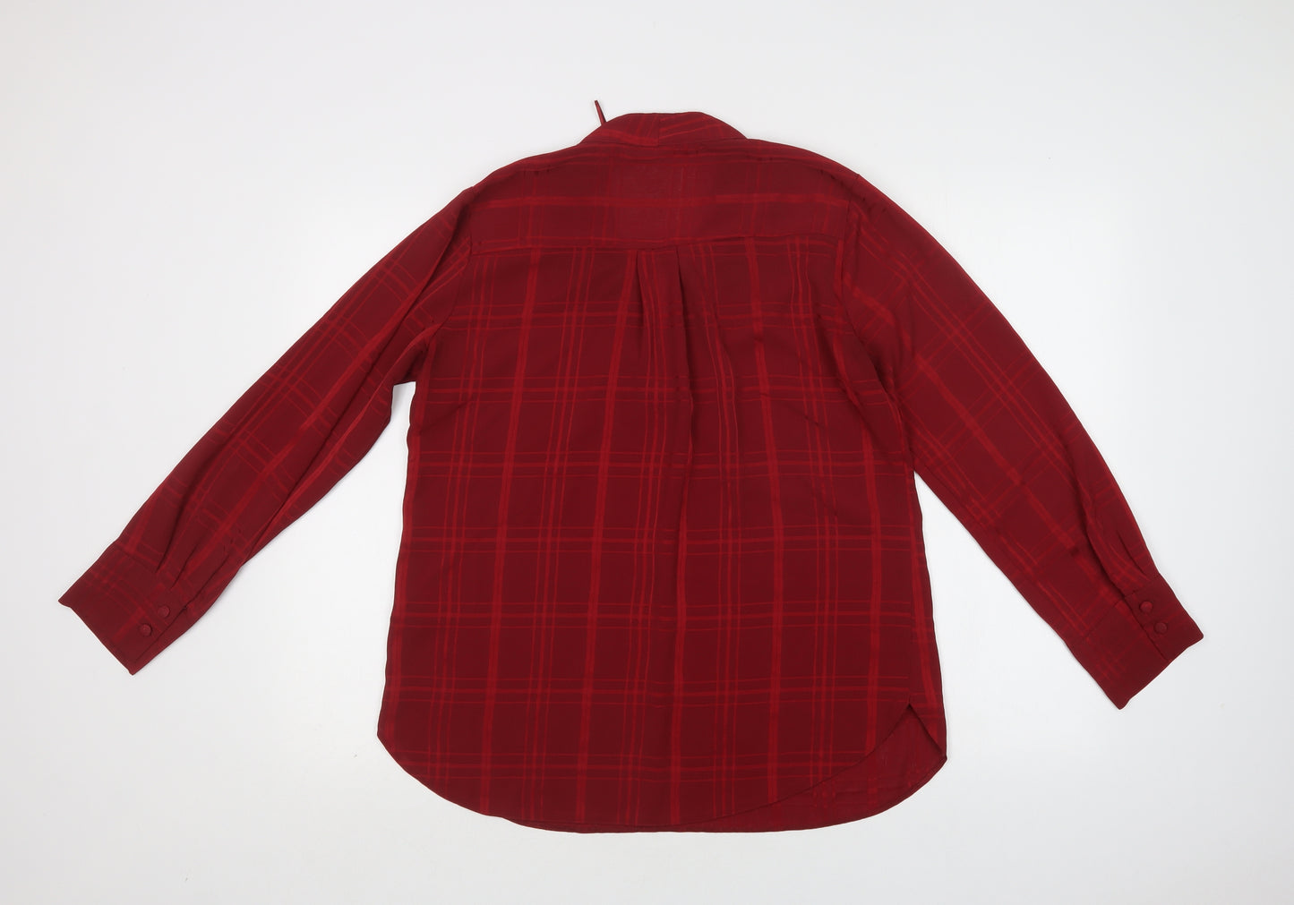 Papaya Womens Red Check Polyester Wrap Blouse Size 12 V-Neck