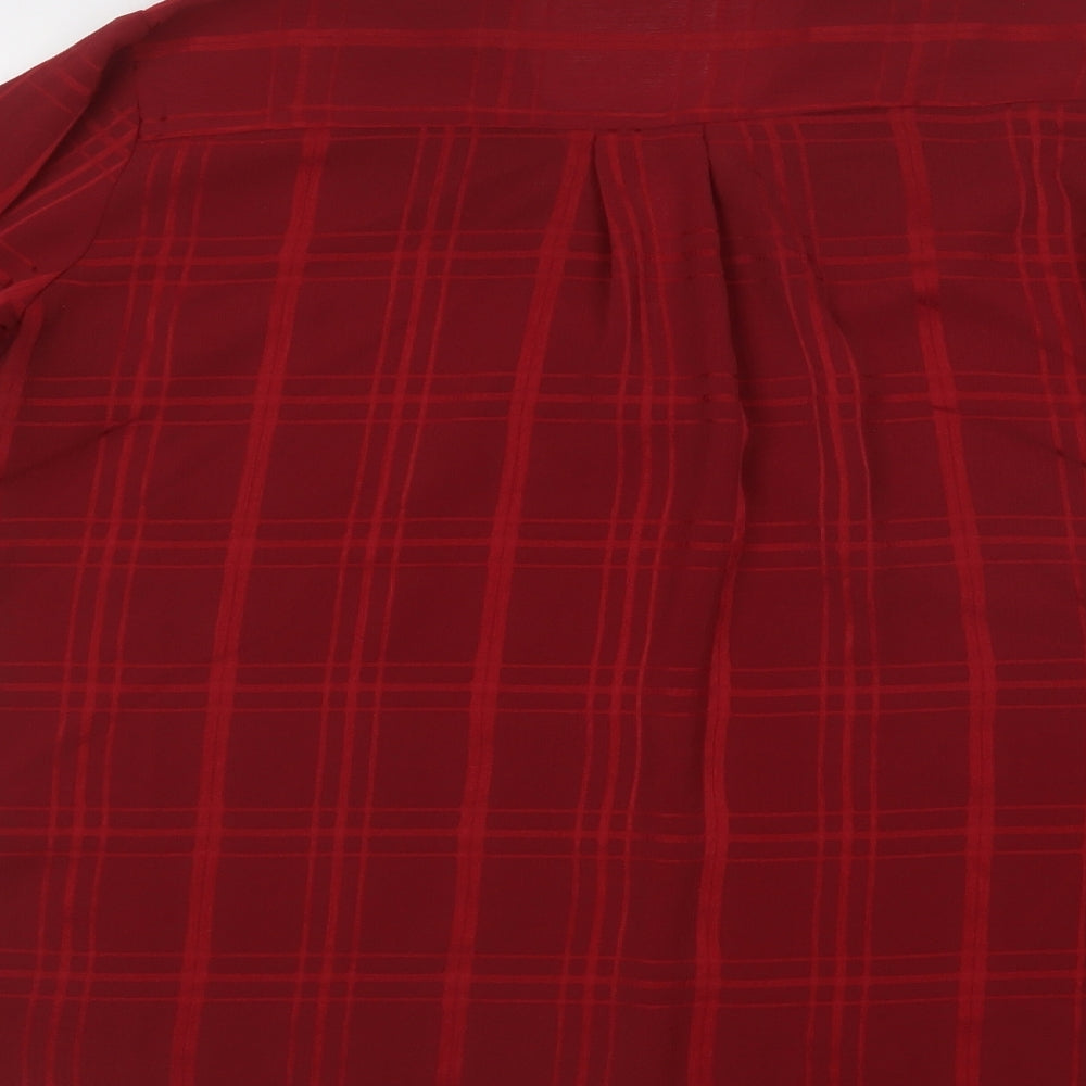 Papaya Womens Red Check Polyester Wrap Blouse Size 12 V-Neck