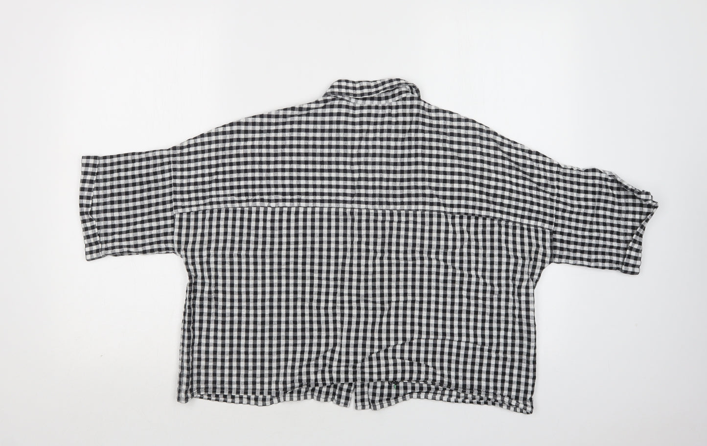 Topshop Womens Grey Check Cotton Basic Button-Up Size 10 Collared