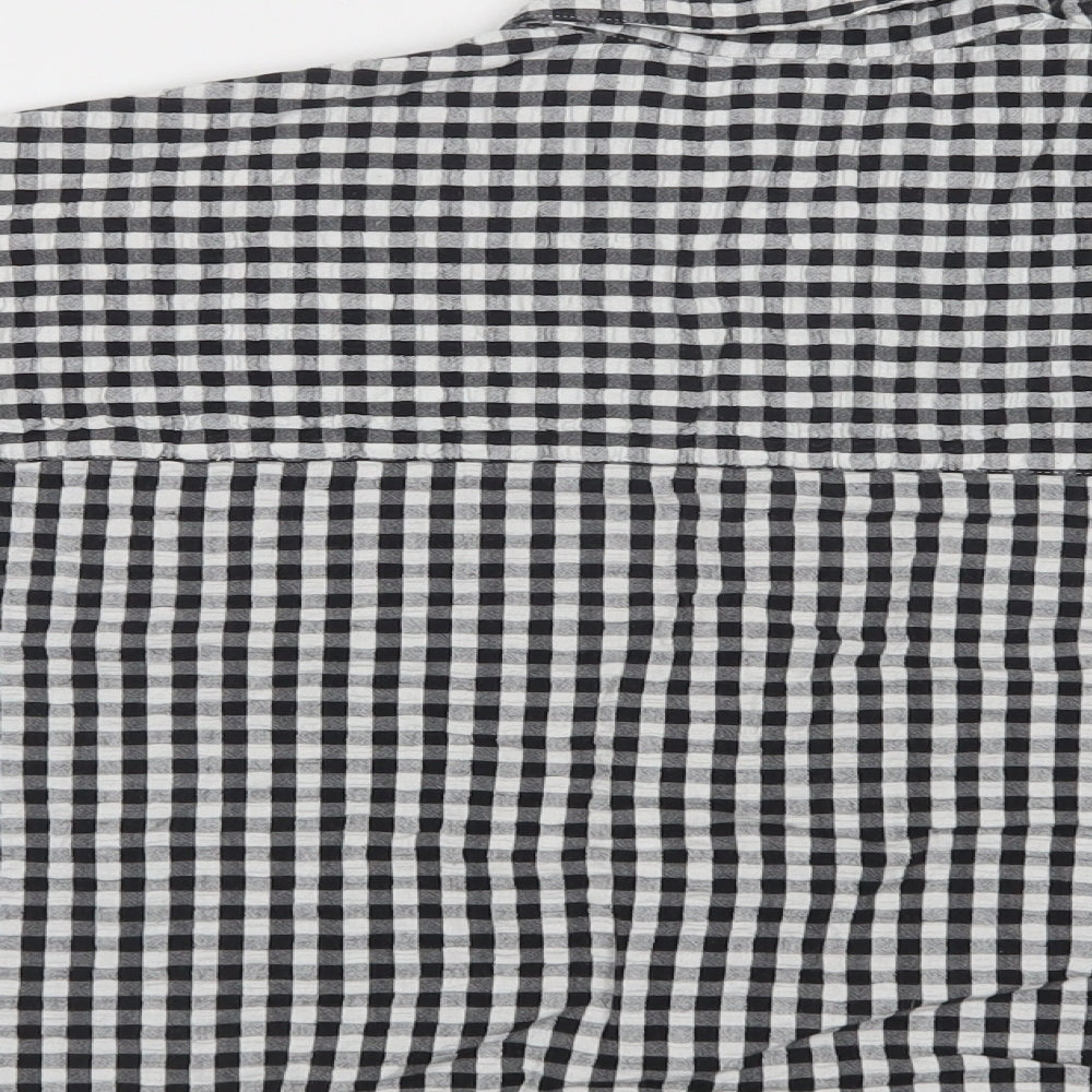 Topshop Womens Grey Check Cotton Basic Button-Up Size 10 Collared