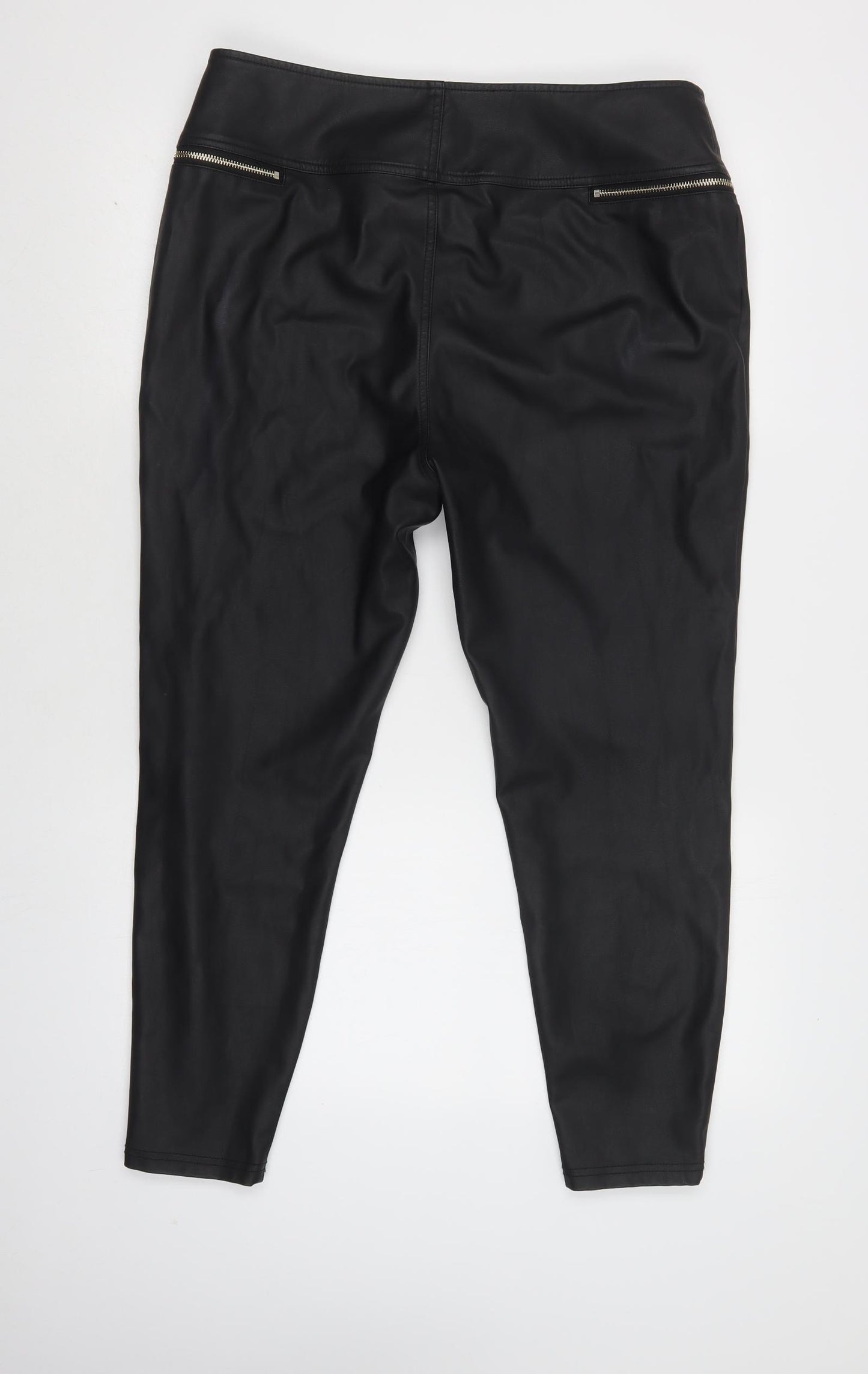 River Island Womens Black  Polyester Jegging Trousers Size 16 L27 in Regular Button - Coated